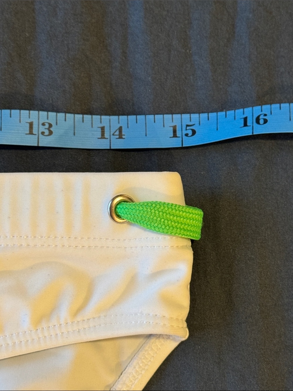 Men’s White Swim with Green Drawstring, by Desmiit, Front Lined Medium to Large - Picture 4 of 4